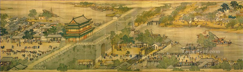 Zhang zeduan Qingming Riverside Seene part 4 traditional Chinese Oil Paintings